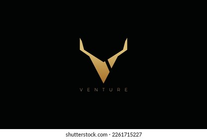 Bulls logo formed with simple triangle shape in gold color