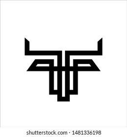 Bulls Logo Vector. Buffalo Head Icon. Line symbol.