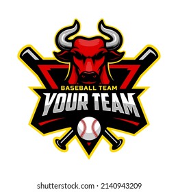 Bulls mascot for baseball team logo. Vector illustration.	
