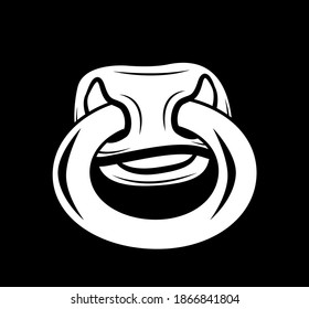 Bull's nose with a ring in isolate on a black background. Vector illustration.