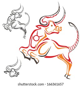 Bulls Silhouettes Tattoo Stock Vector (Royalty Free) 166361657 ...