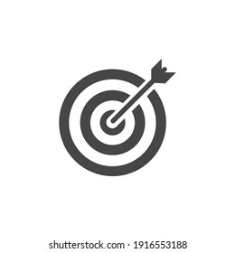 Bullseye Arrow Icon Isolated on Black and White Vector Graphic