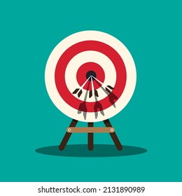 Bullseye con flechas - icono vectorial de destino, éxito en símbolo de negocio