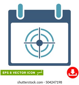 Bullseye Calendar Day icon. Vector EPS illustration style is flat iconic bicolor symbol, cyan and blue colors.