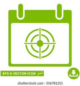 Bullseye Calendar Day icon. Vector EPS illustration style is flat iconic symbol, eco green color.