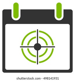 Bullseye Calendar Day vector icon. Style is flat graphic bicolor symbol, eco green and gray colors, white background.