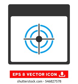 Bullseye Calendar Page icon. Vector EPS illustration style is flat iconic bicolor symbol, blue and gray colors.