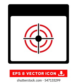 Bullseye Calendar Page icon. Vector EPS illustration style is flat iconic bicolor symbol, intensive red and black colors.