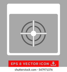 Bullseye Calendar Page icon. Vector EPS illustration style is flat iconic bicolor symbol, dark gray and white colors.