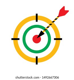 Bullseye darts vector icon with arrow. Hit the target symbol.