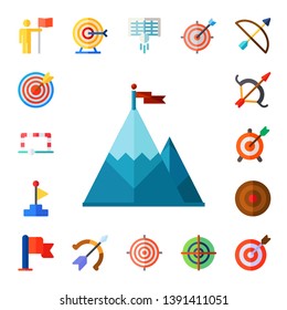 Bullseye Icon Set. 17 Flat Bullseye Icons.  Collection Of - Goal, Dart Board, Goal, Archery, Dartboard