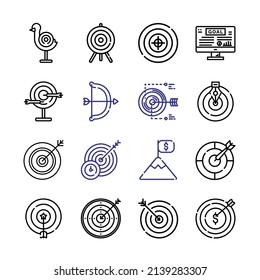 bullseye Icon Set with line icons. Modern Thin Line Style. Suitable for Web and Mobile Icon. Vector illustration EPS 10.