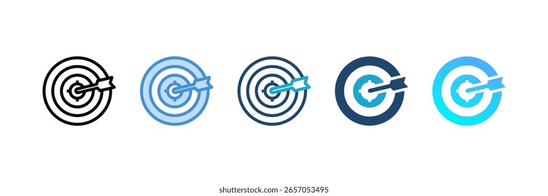 Conjunto de iconos Bullseye colección de estilos múltiples