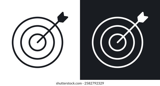 Bullseye icons set vectors black and colored style