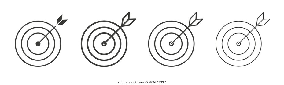 Bullseye icons set vectors graphic designs