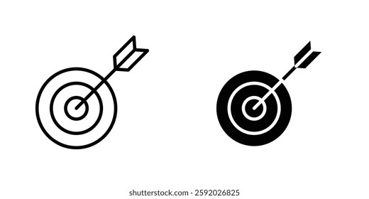 Bullseye icons. stroke line and black solid icons