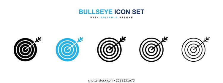 Bullseye icons vector collection in black and blue colors on white background