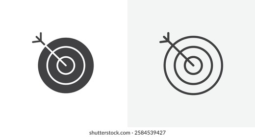 Bullseye icons vectors illustrations in black fill and liner versions