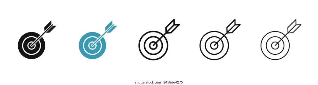 Bullseye line icon set. Purpose, aim, goal or target icon. Strategy accuracy sign for UI designs.