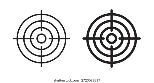 Iconos de puntero Bullseye de color negro en varios estilos