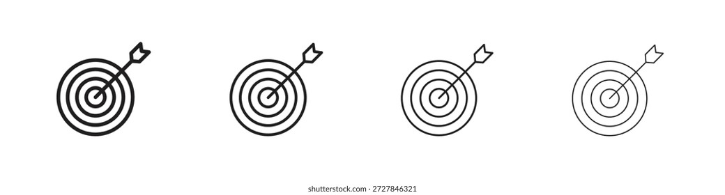 Iconos de puntero Bullseye línea colección de Vector. Icono de Vector perfecto de píxeles