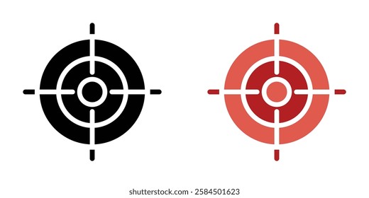 Bullseye pointer icons pack in black and colored version
