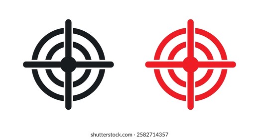 Bullseye pointer icons set vectors black and colored style