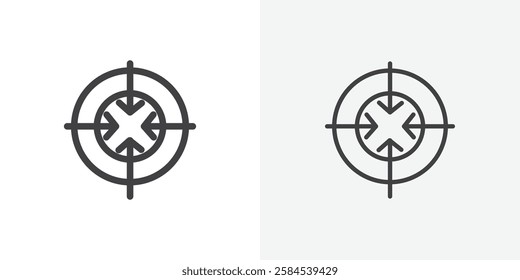 Bullseye pointer icons vectors illustrations in black fill and liner versions