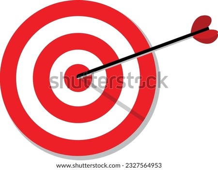 Bull's-Eye Precision: Dynamic Red and White Arrows Hitting the Target Boards, red and white arrows and target boards that hit the bull's-eye
