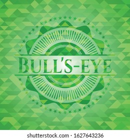 Bull's-eye realistic green emblem. Mosaic background. Vector Illustration. Detailed.