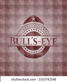 Bull's-eye red emblem with geometric pattern. Seamless.
