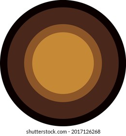 Bullseye style circular Chocolate candy with dark to light toffee brown, in concentric circles. Layered confectionary SVG svg