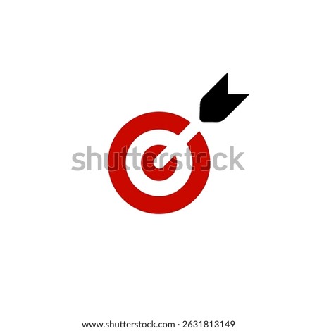 Bullseye target hit by black arrow symbolizing success, focus, goal achievement, marketing precision. Useful for business, startup, planning concepts. Vector illustration.