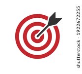 Bullseye target icon symbol. Arrow dart targeting market logo sign. Vector illustration image. Isolated on white background.