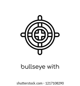 bullseye with target symbol icon. Trendy modern flat linear vector bullseye with target symbol icon on white background from thin line Productivity collection, outline vector illustration