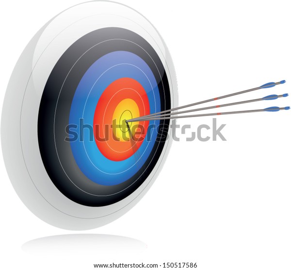 Bullseye Three Arrows Center Archery Target Stock Vector (Royalty Free ...