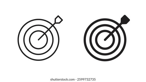 Bullseye vector icon set in black color.