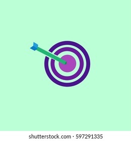 Bullseye Vector Icon, The symbol of target with arrow. Simple, modern flat vector illustration for mobile app, website or desktop app     