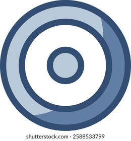 bullseye vector icon transparent background. replaceable blue color design