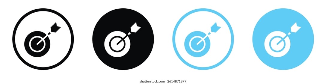Bullseye vector icons in black and blue colors