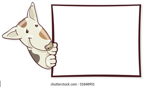 Bull-terrier dog and card
