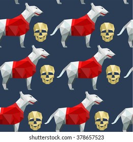 bullterrier polygon scull geometry background