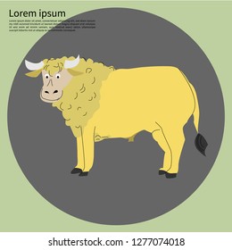 Bull.Vector Cartoon Flat Illustration