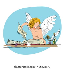 Bully angel pulls out the book page