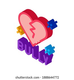 bully broken heart icon vector. isometric bully broken heart sign. color isolated symbol illustration