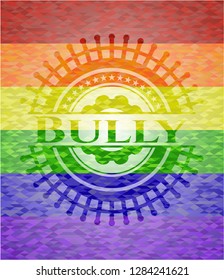 Bully emblem on mosaic background with the colors of the LGBT flag