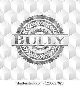 Bully grey badge with geometric cube white background