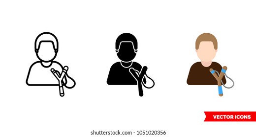 Bully hooligan icon of 3 types: color, black and white, outline. Isolated vector sign symbol.