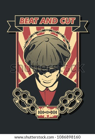 Bully Hooligan with Razor and Brass Knuckles T Shirt Design