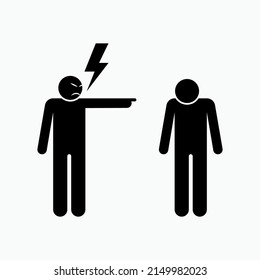 Bully Icon. Grumpy or Angry, Bad Character Symbol - Vector.